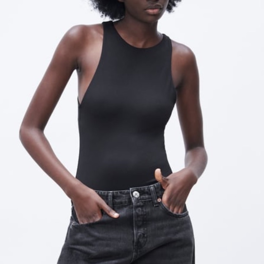 Zara Halterneck Bodysuit SMALL in Red Wine